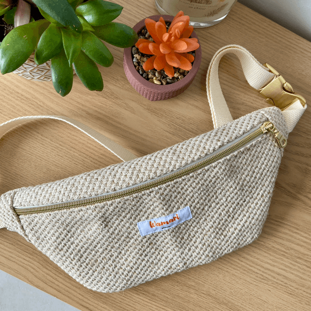 Sac banane effet maille - Intérieur vert